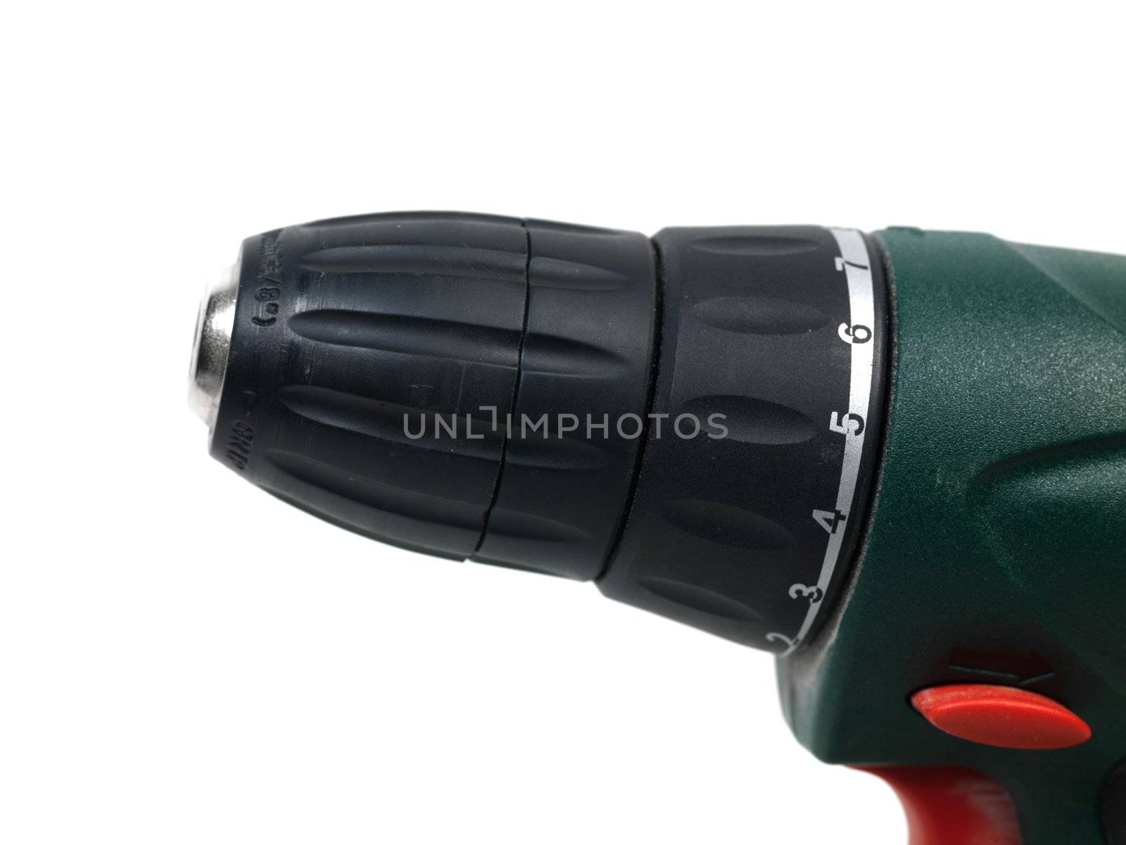 A cordless power drill isolated on white