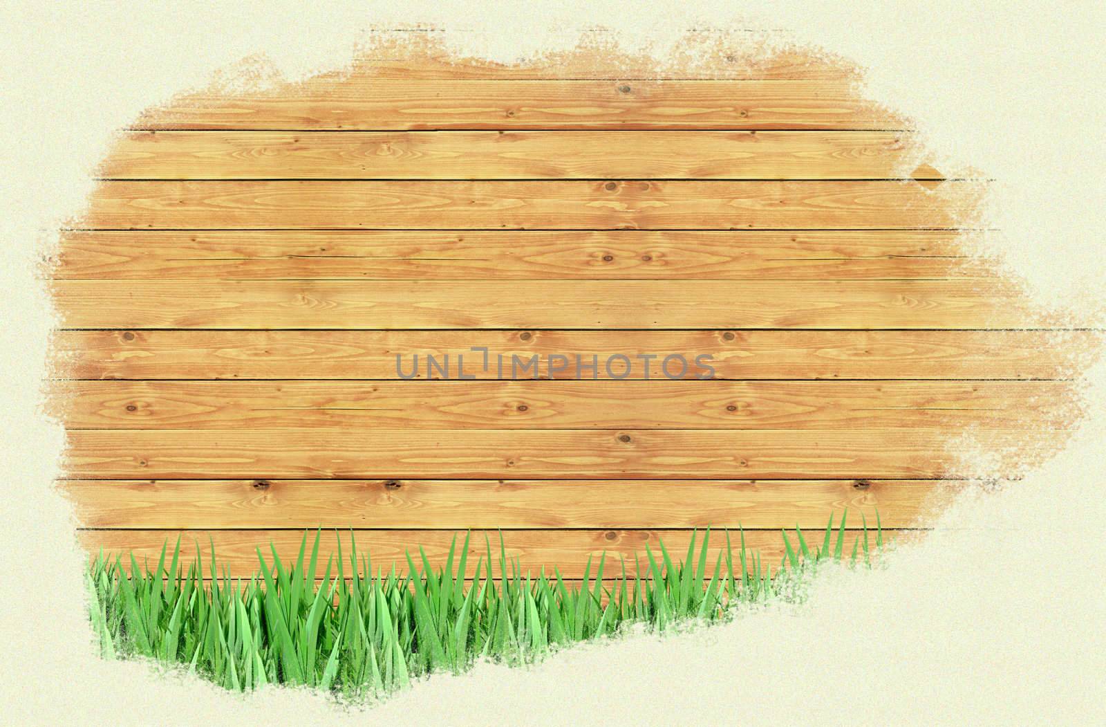 Wood and Grass for background and text  by rufous