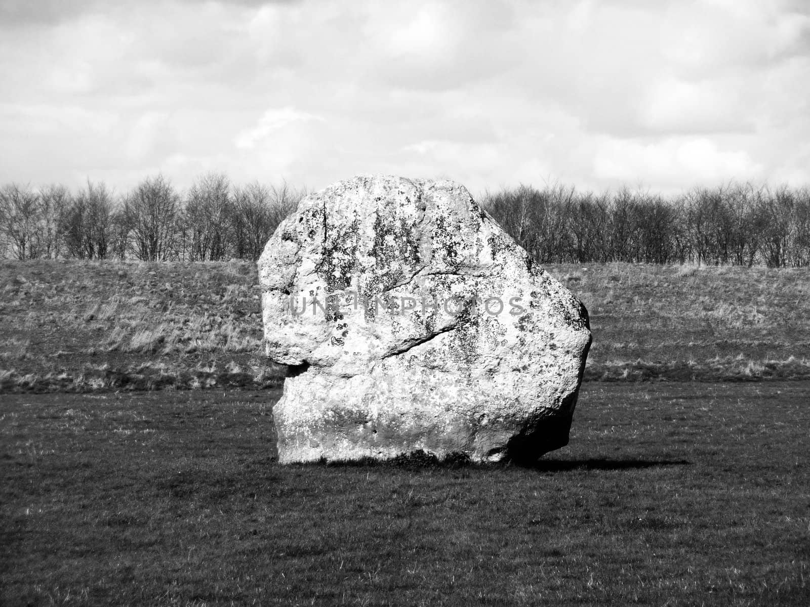 One of the many ancient standing stones in Avebury stone circle.
