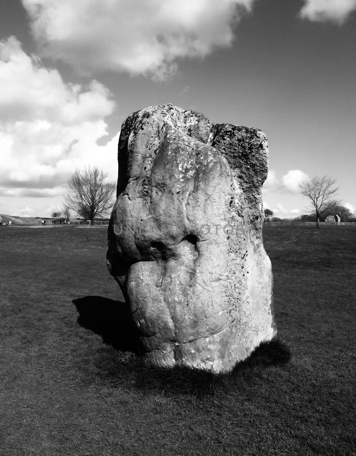 One of the many ancient standing stones in Avebury stone circle.
