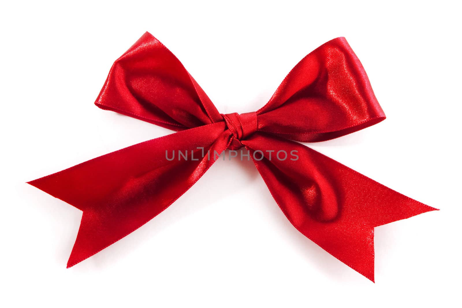 Single Red Bow isolated on white background