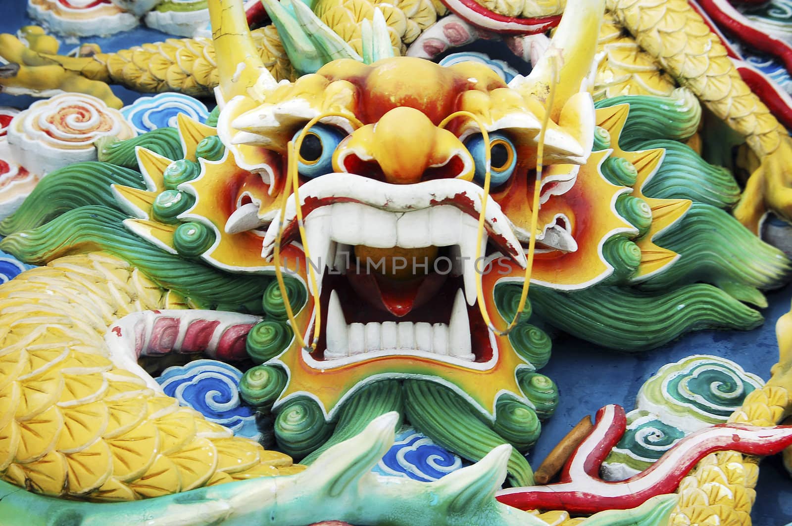 Typical auspicious dragon status in chinese temple that brings good luck.