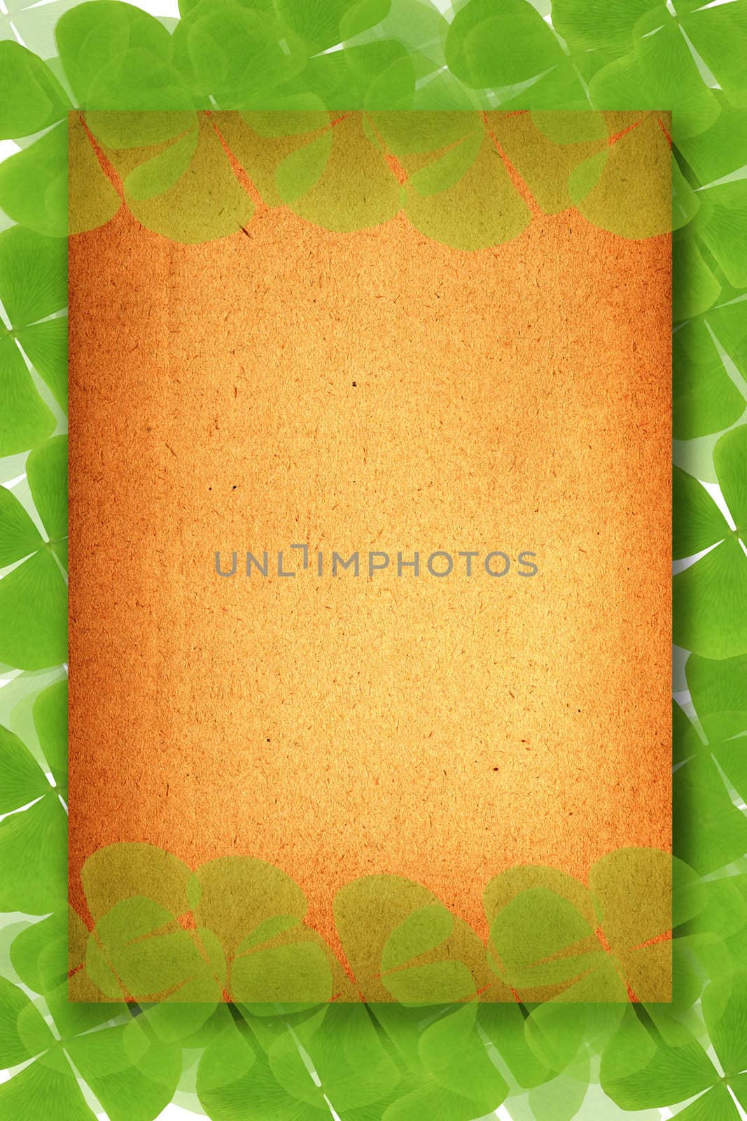 Old paper background with green leaves by rufous