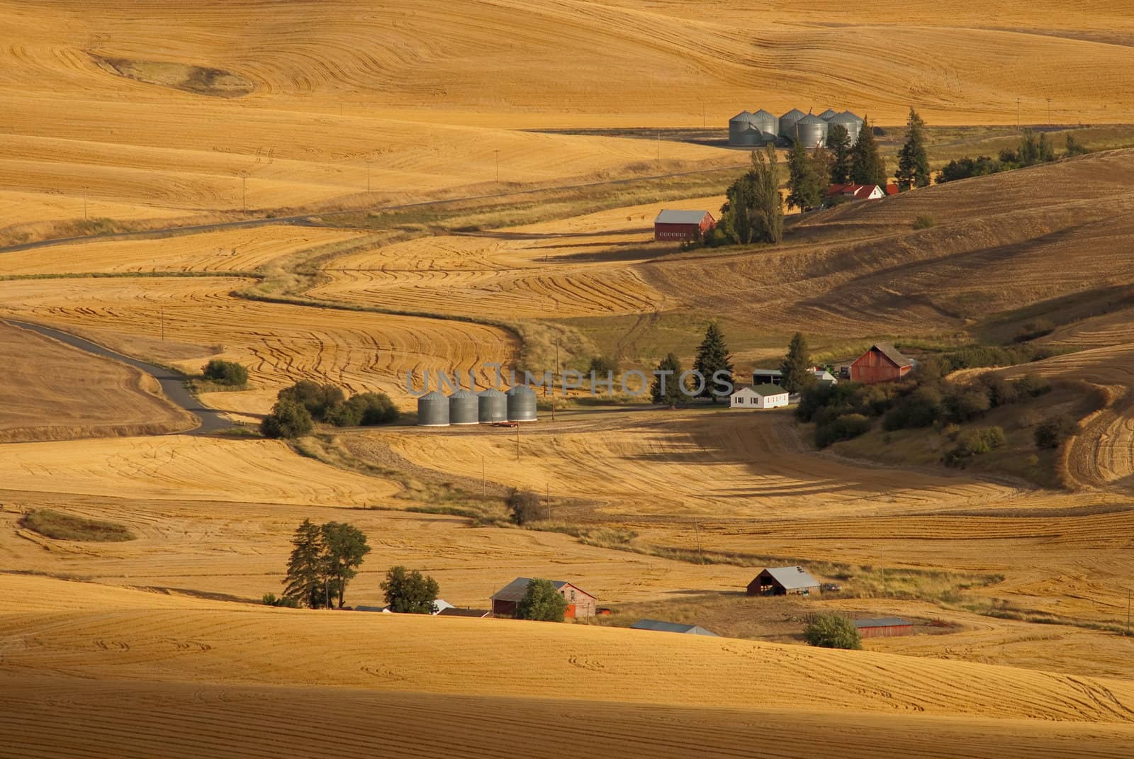 Small farms and harvested fields in late summer, Whitman County, Washington, USA by CharlesBolin
