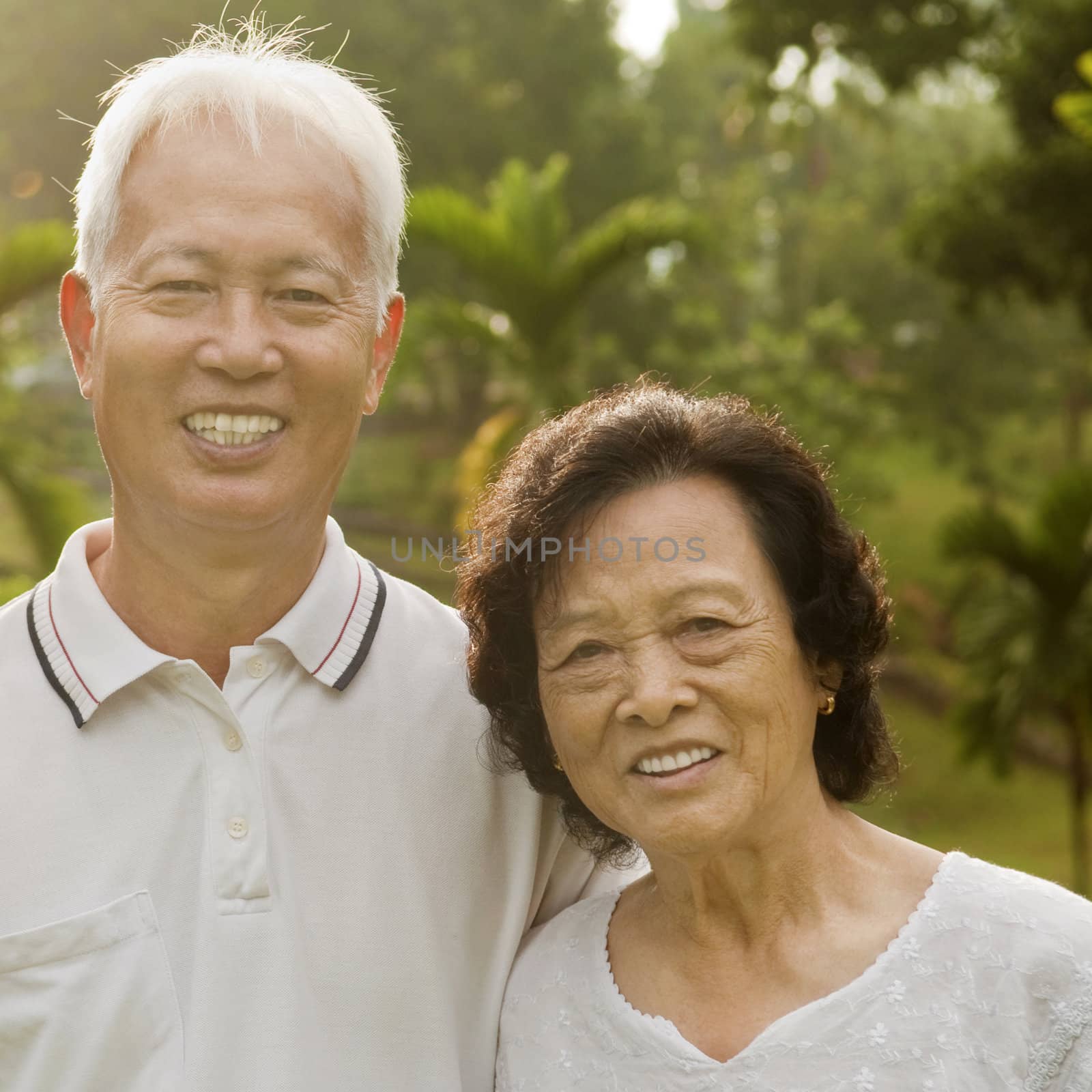 Asian Senior Couple at outdoor park