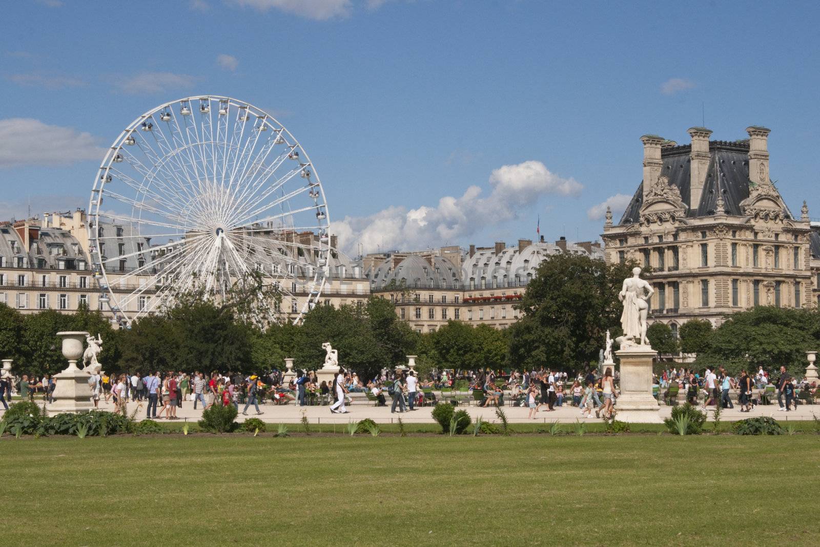 Jardin des Tuileries, Paris, France on a hot summer day.