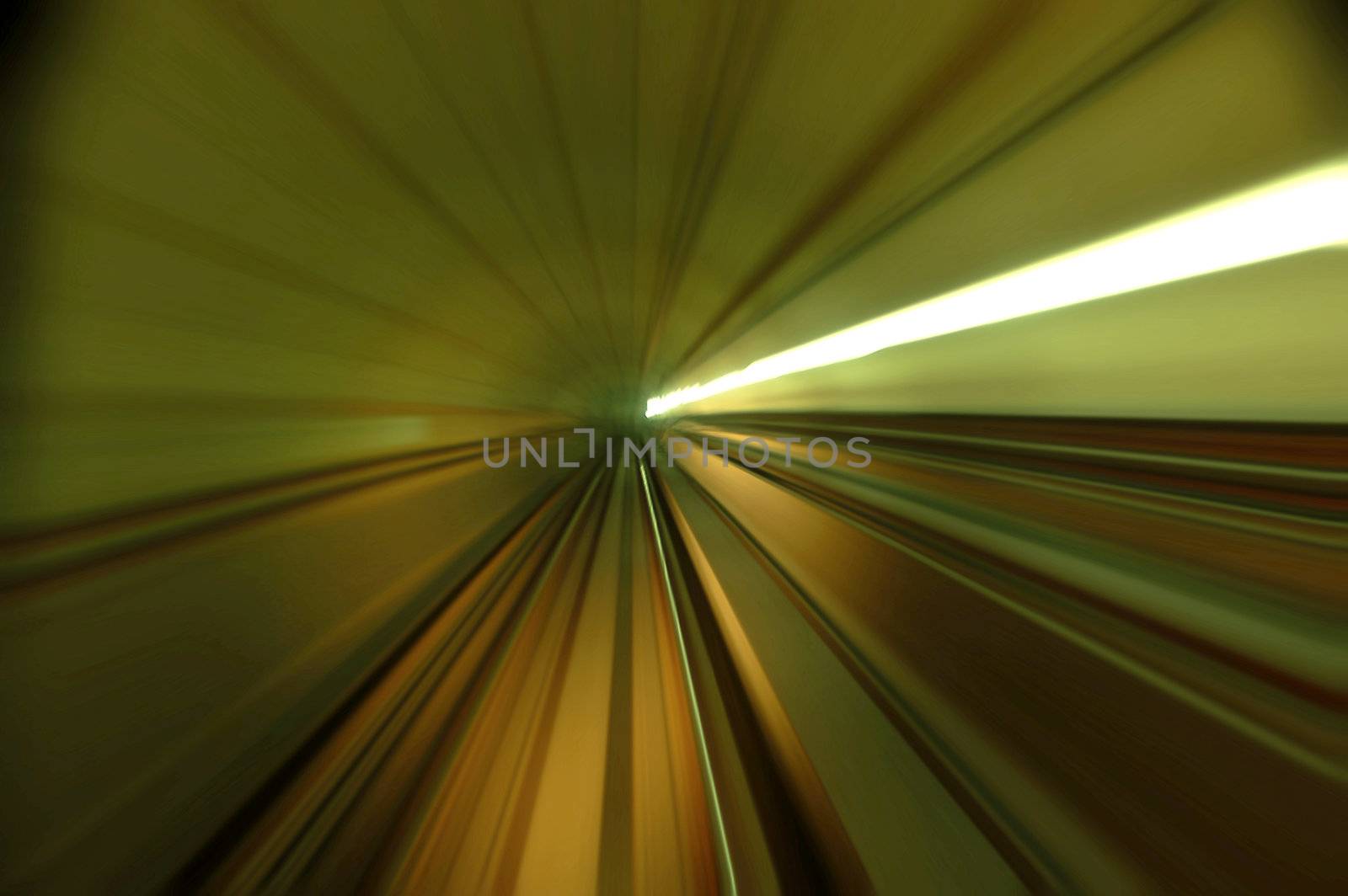 train moving fast in tunnel