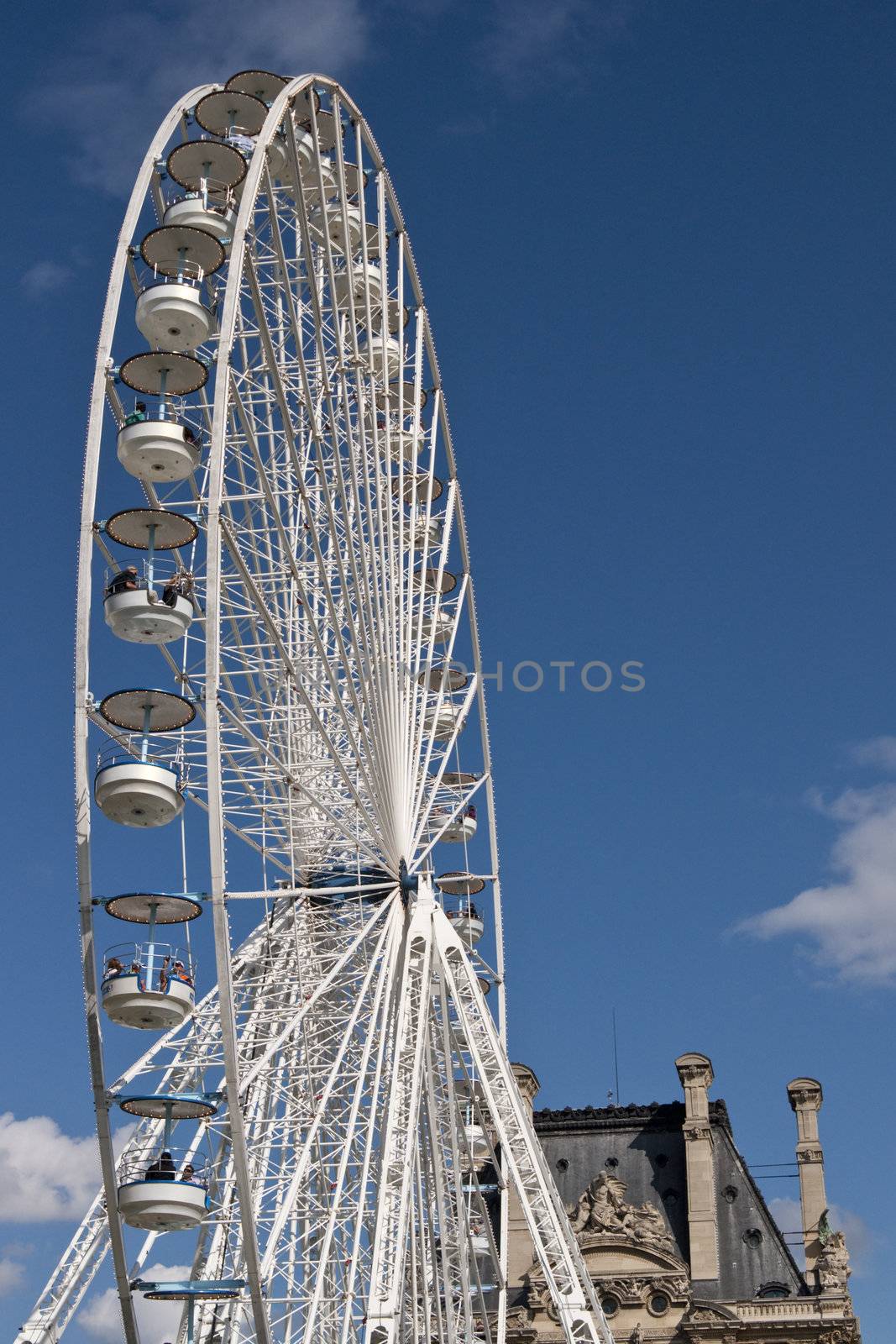 White ferris wheel in the Jardin des Tuileries, Paris, France