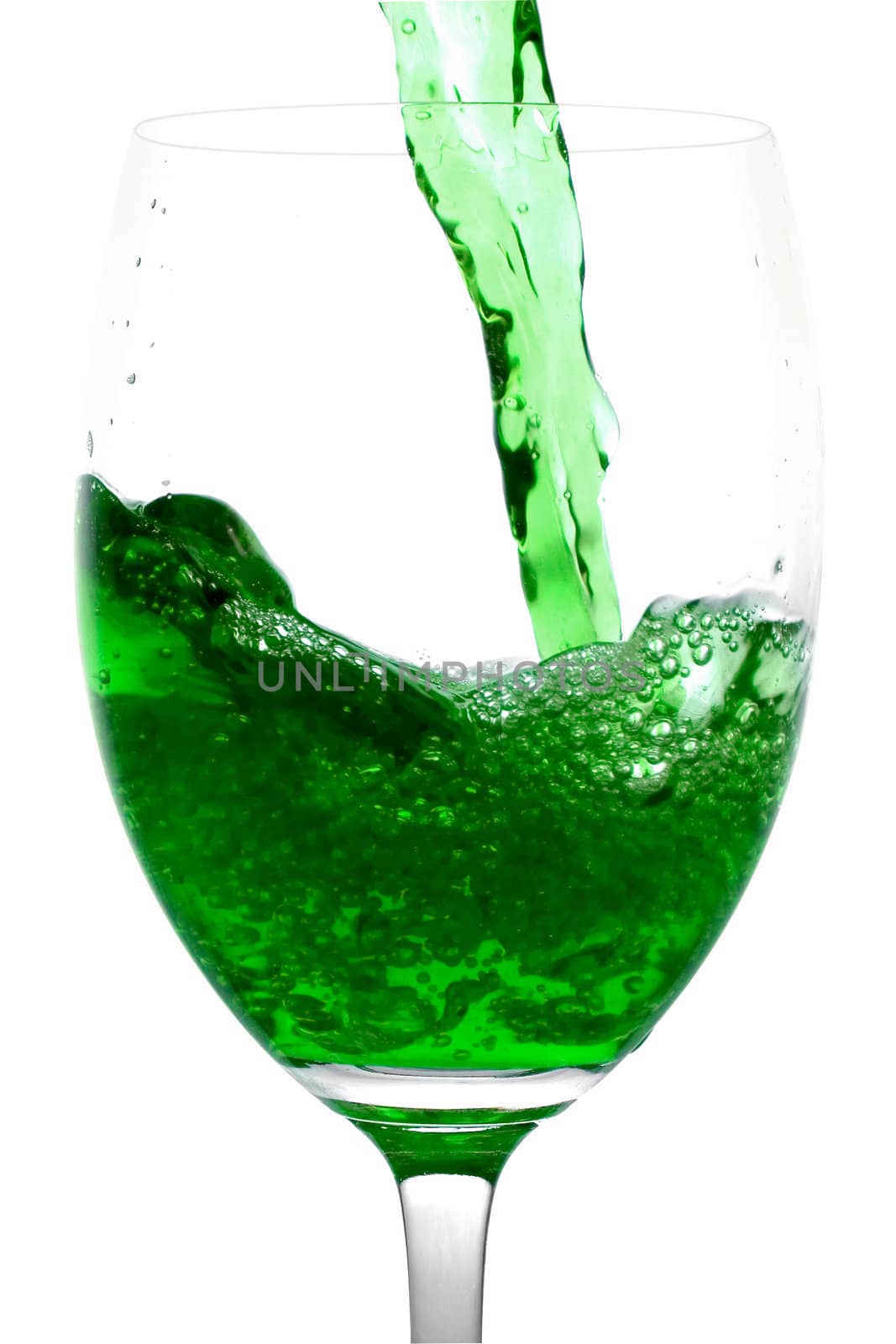 Green Alcoholic Cocktail in martini glass  by rufous