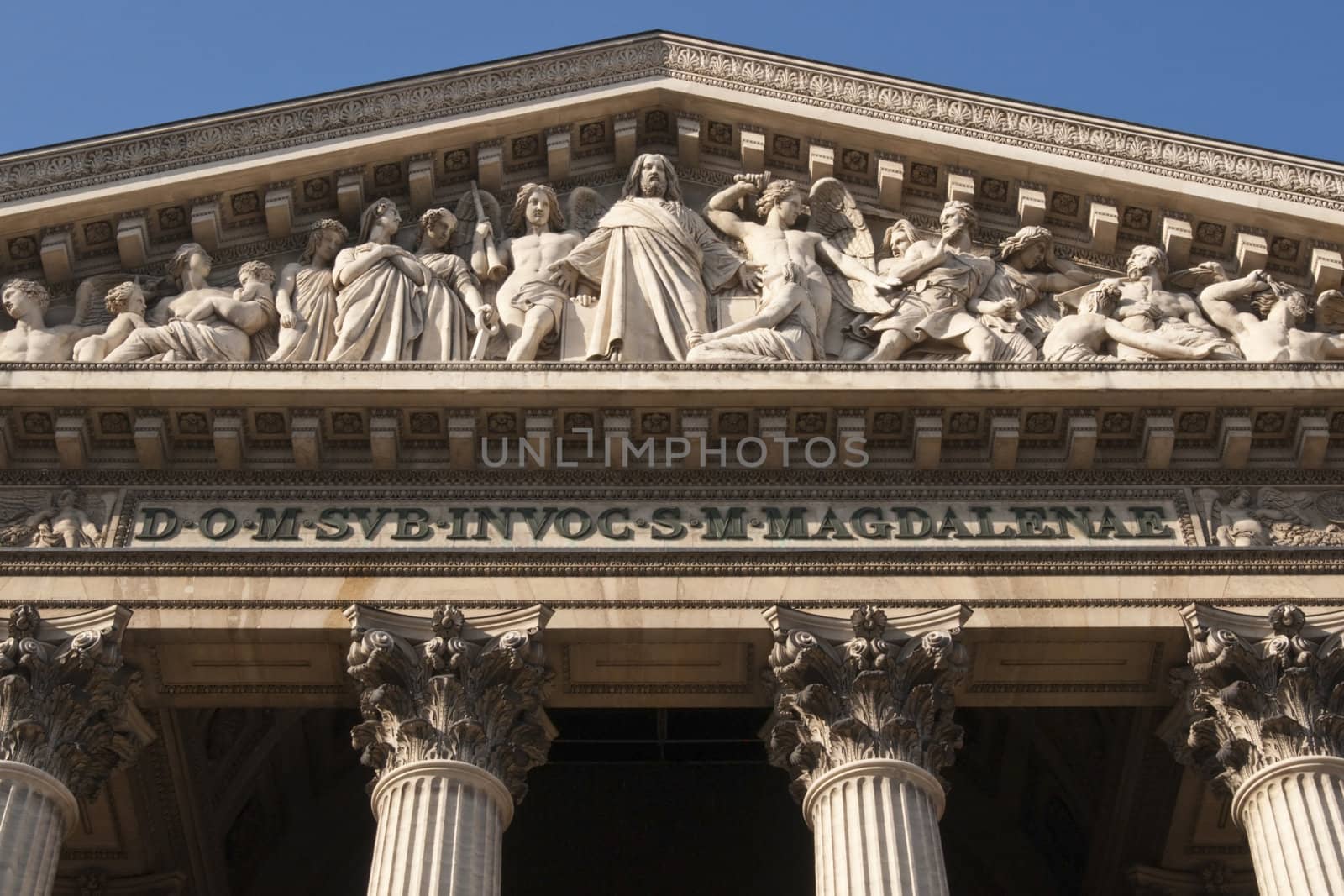 Historic church of Medelaine in the Opera Quarter of Paris, France.