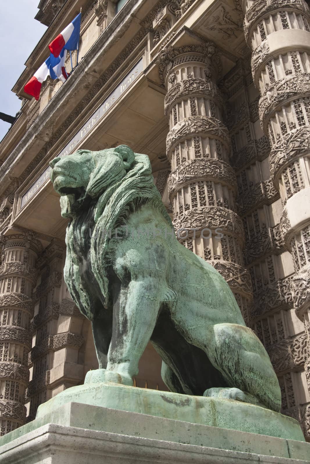 Statue of an imperial lion. Louvre Museum in Paris, France