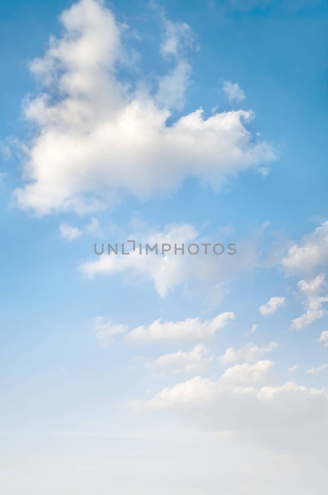 Wind blowing clouds and blue sky in morning