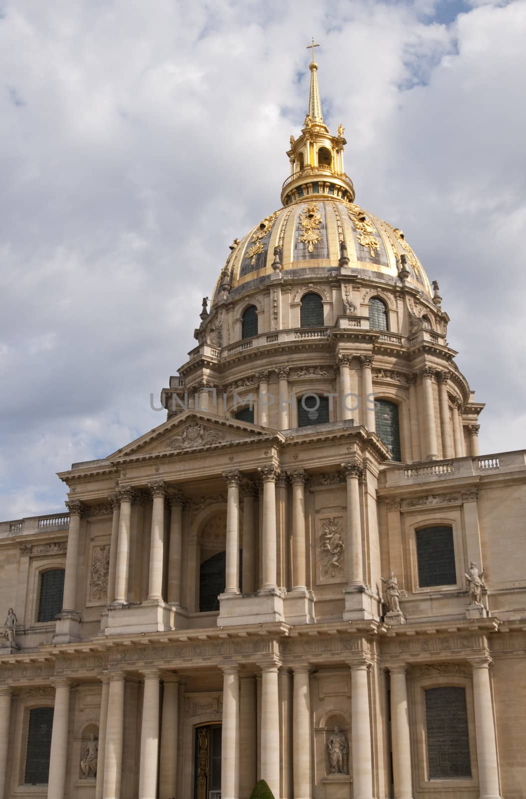 Entrance to the historic Dome Church at Les Invalides in Paris, France.
