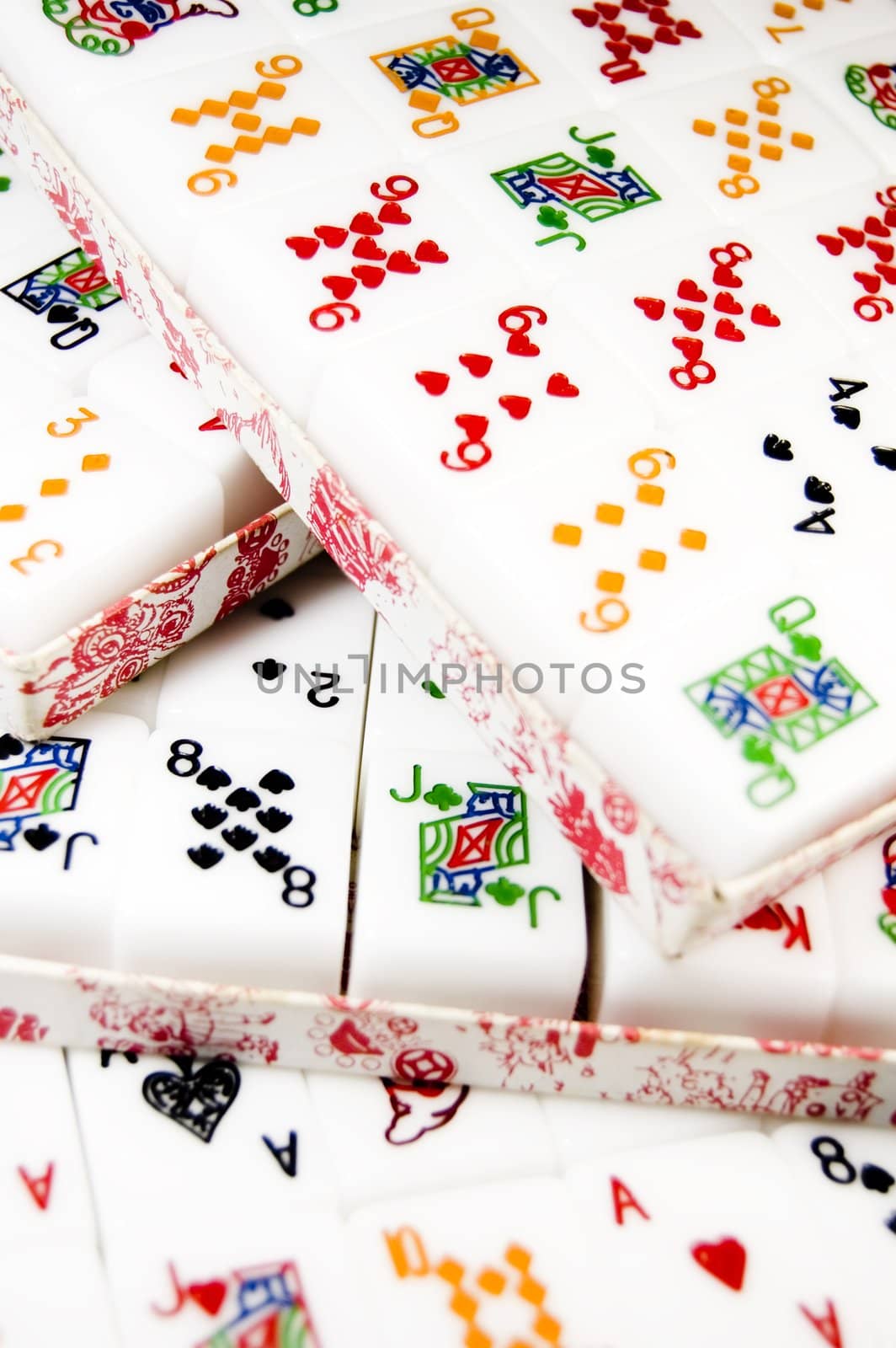 Close up tiles from pokers.