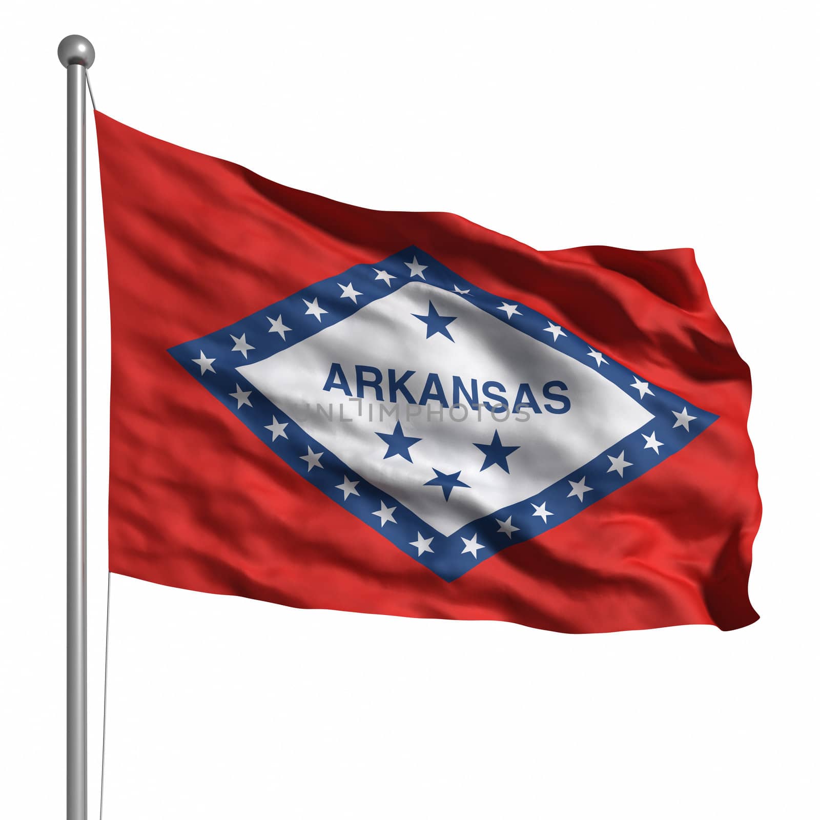 Flag of Arkansas. Rendered with fabric texture (visible at 100%).  Clipping path included.