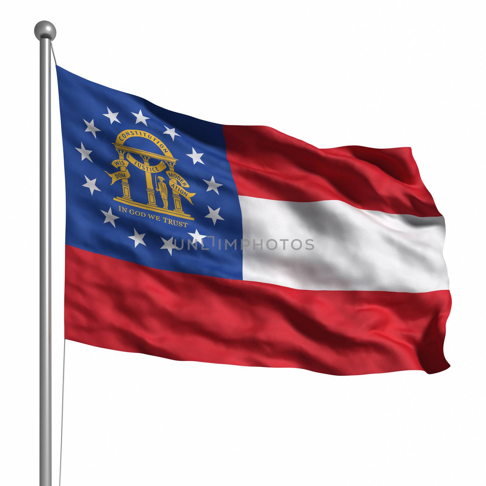 Flag of Georgia. Rendered with fabric texture (visible at 100%). Clipping path included.