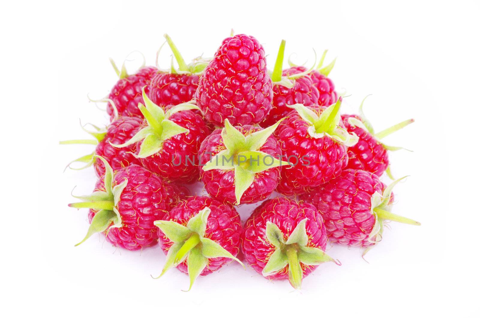 fresh raspberry closeup isolated on white background