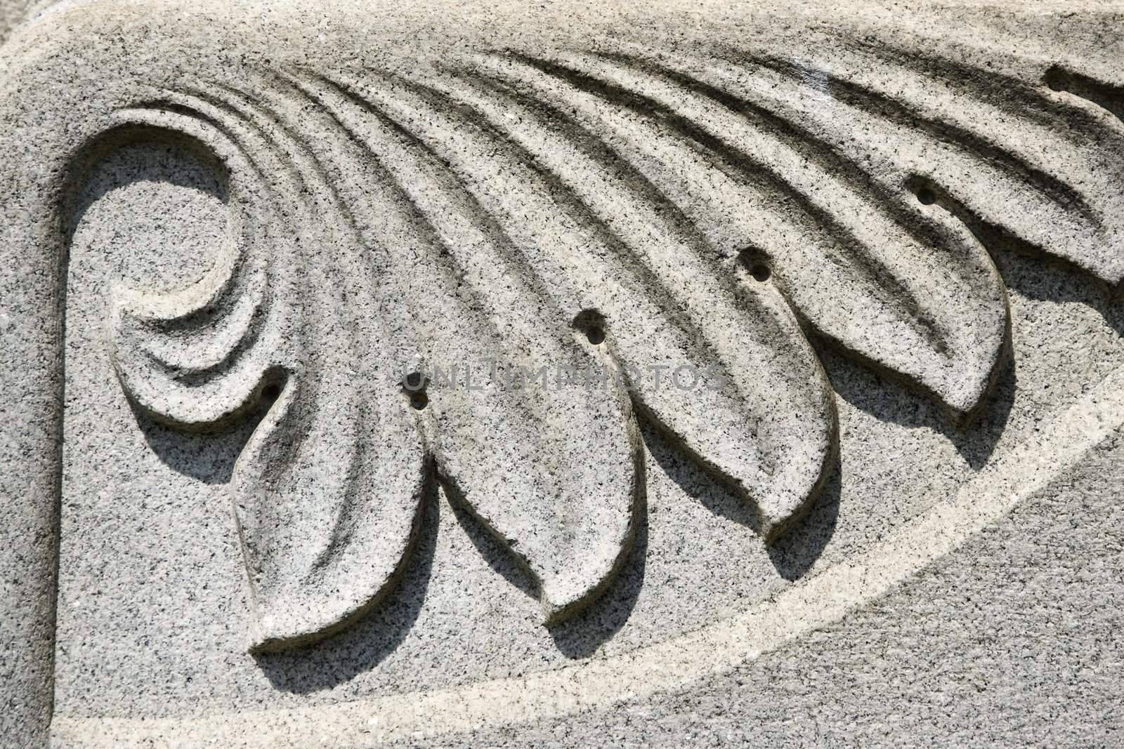 Detail of gravestone in graveyard.