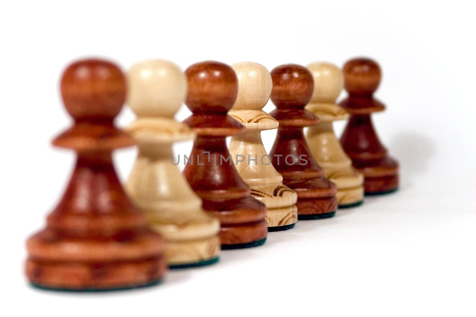 line of the wooden pawns