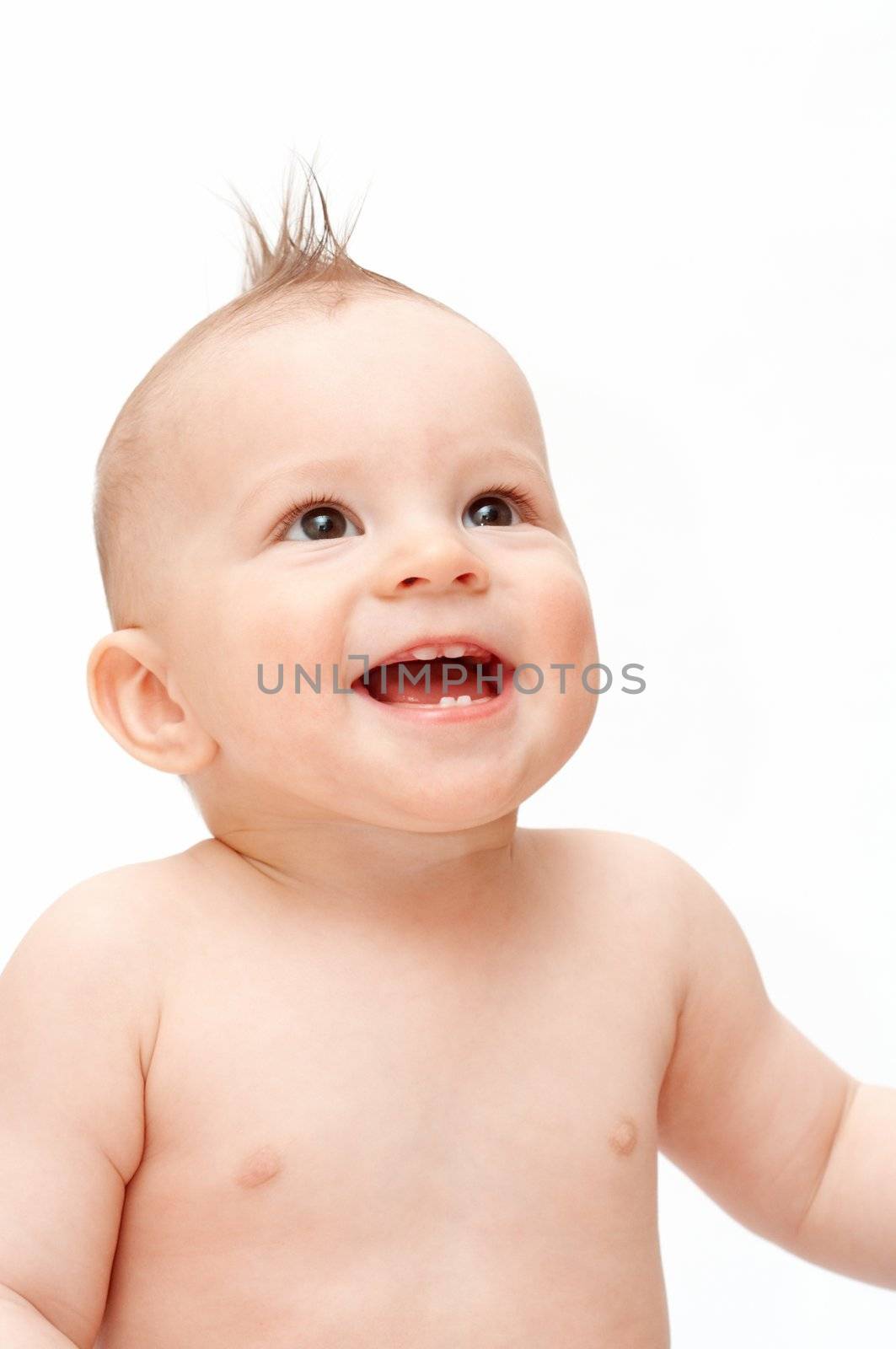 laughing baby with spike hair