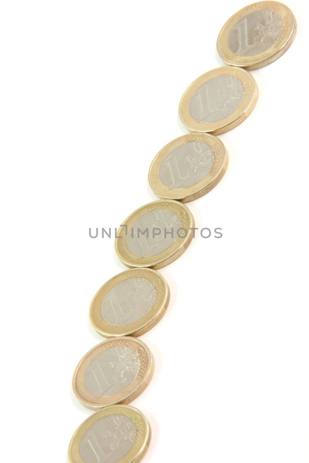 one euro coin line isolated o white background with copy space finance concepts