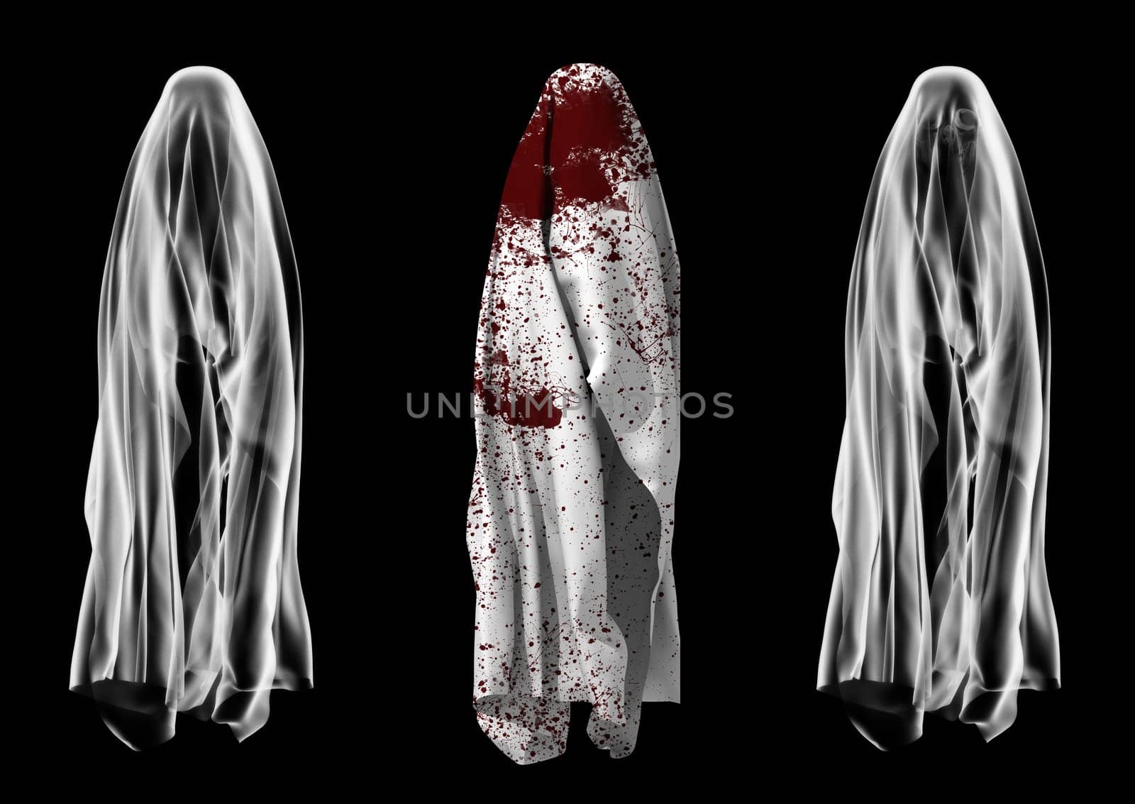 three kinds of 3d rendered ghost, halloween theme