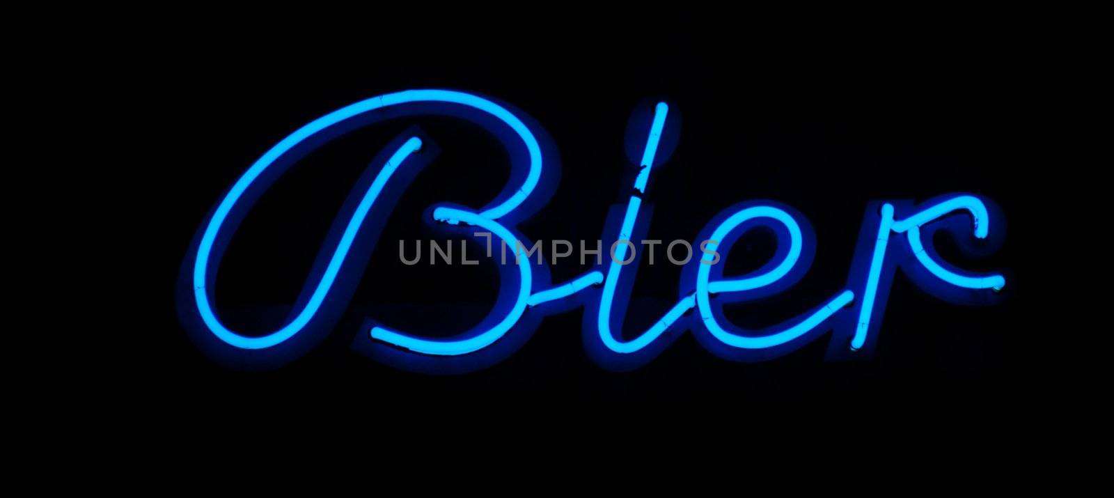 Bier neon sign on a black background