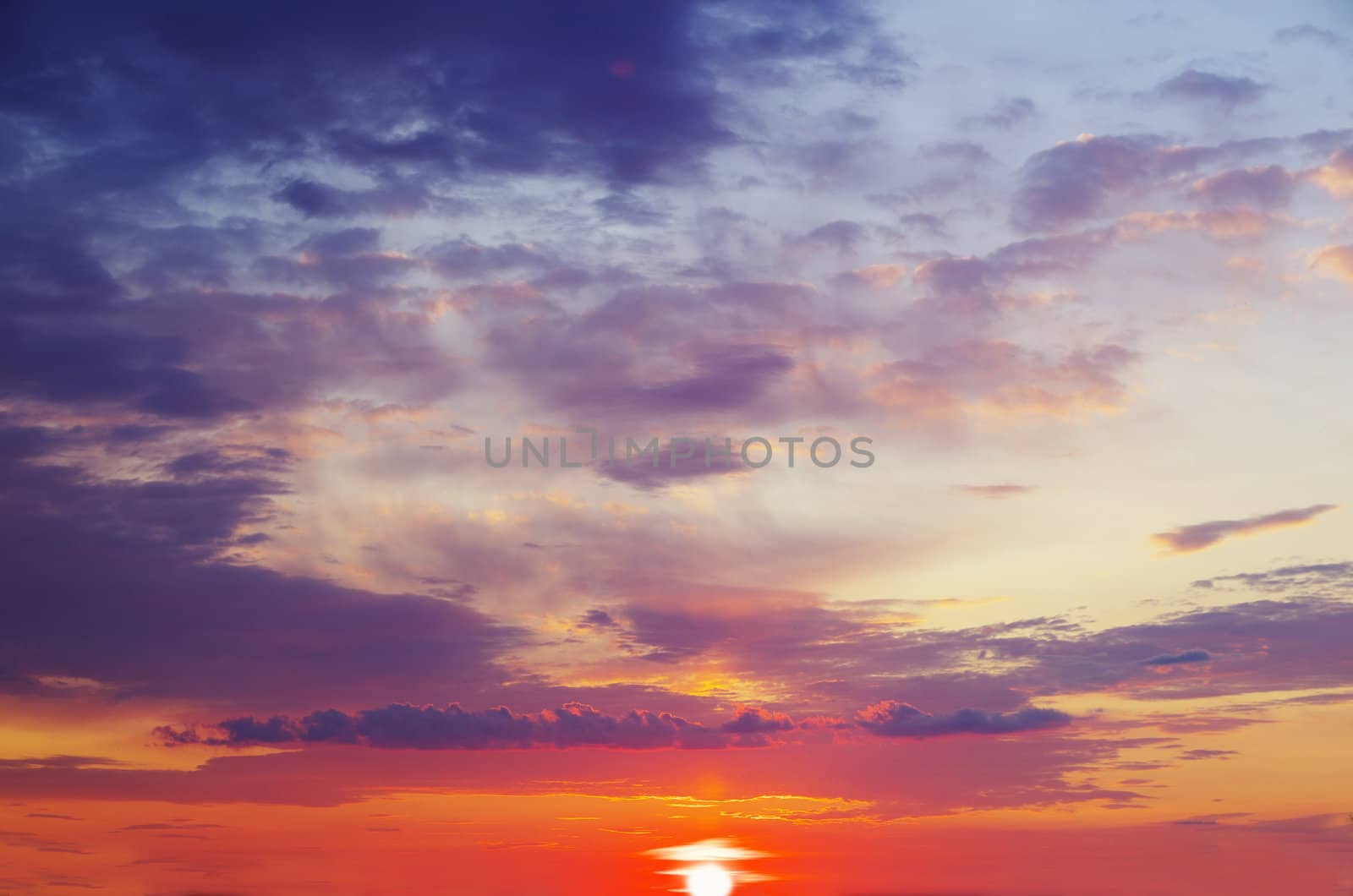 blue sky with clouds and sun