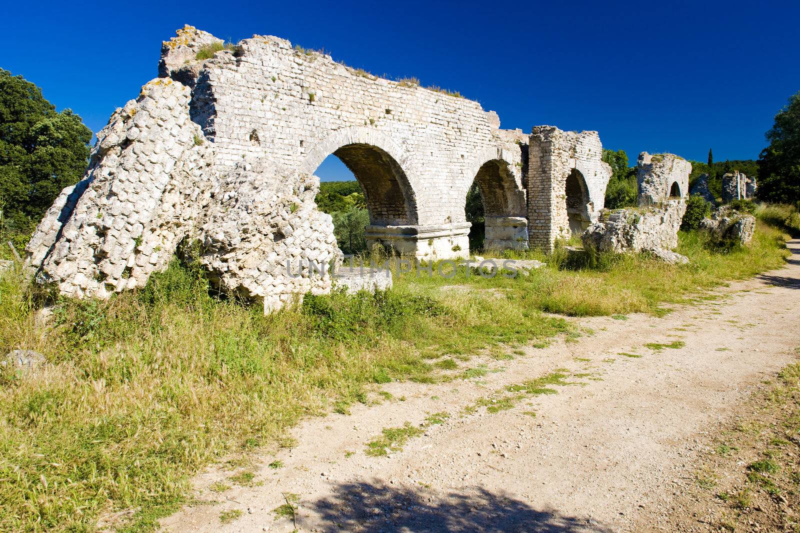 ruins of Roman aqueduct near Meunerie, Provence, France