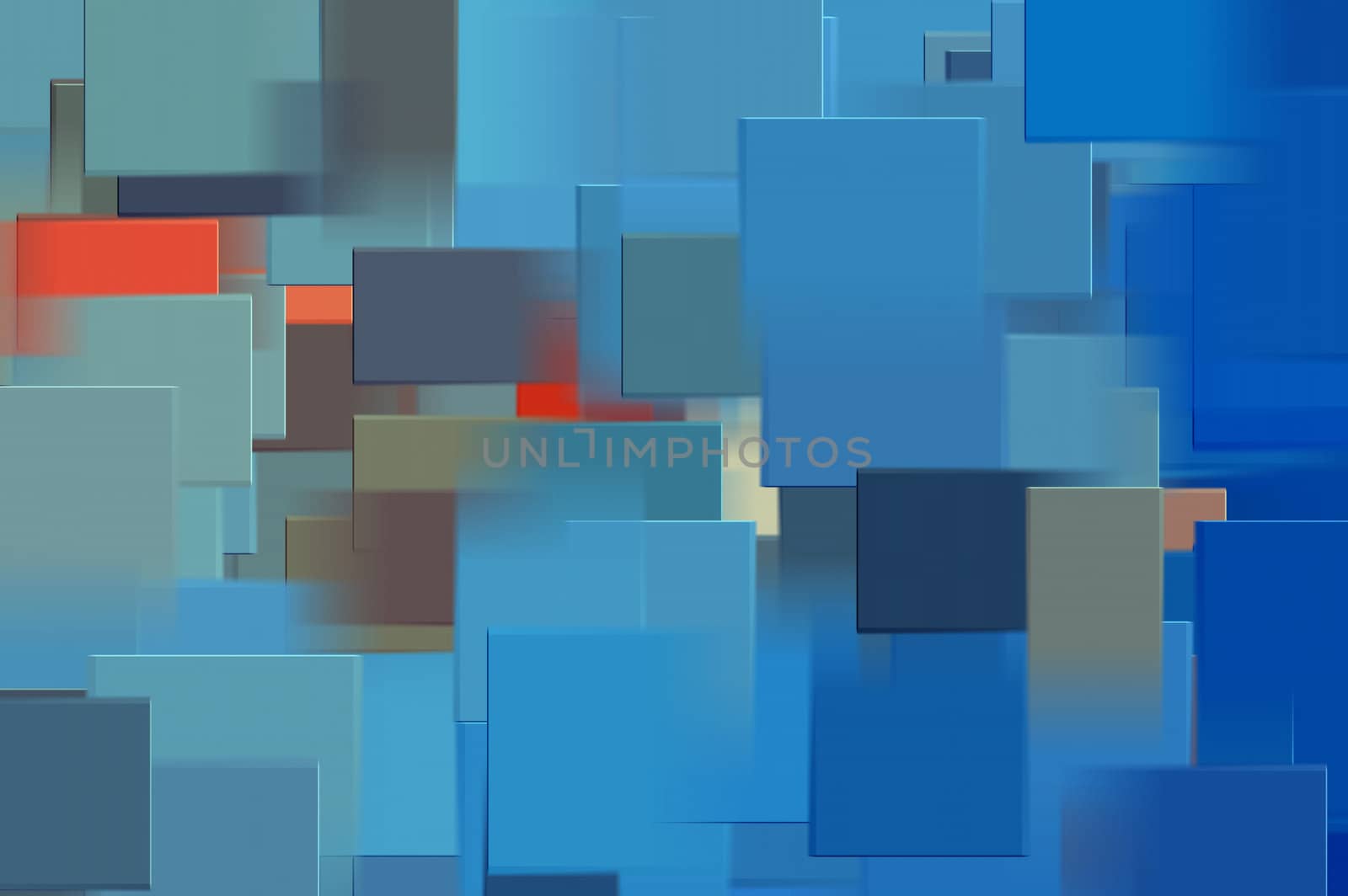 Blue rectangular shapes digital illustration. Abstract background.