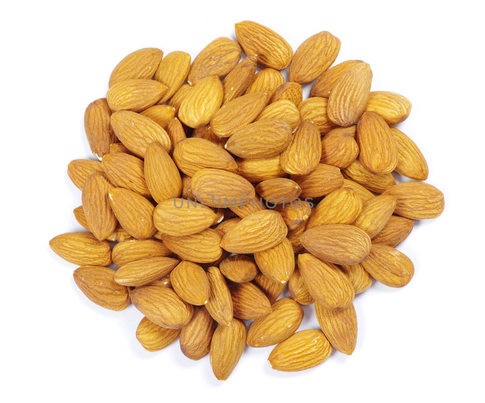 almonds isolated on a white