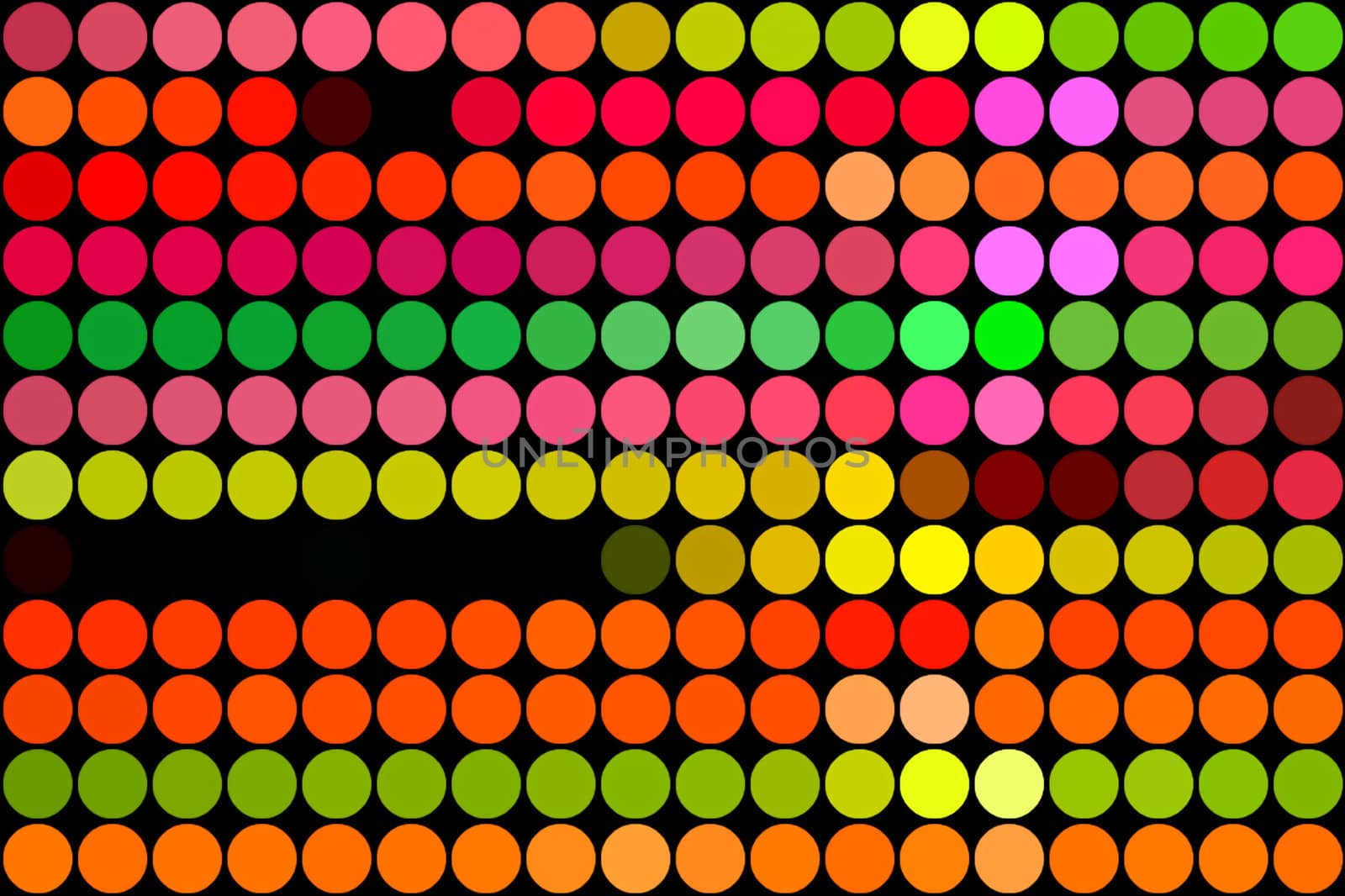 Fluorescent colored dots abstract geometric background pattern. Digital illustration.