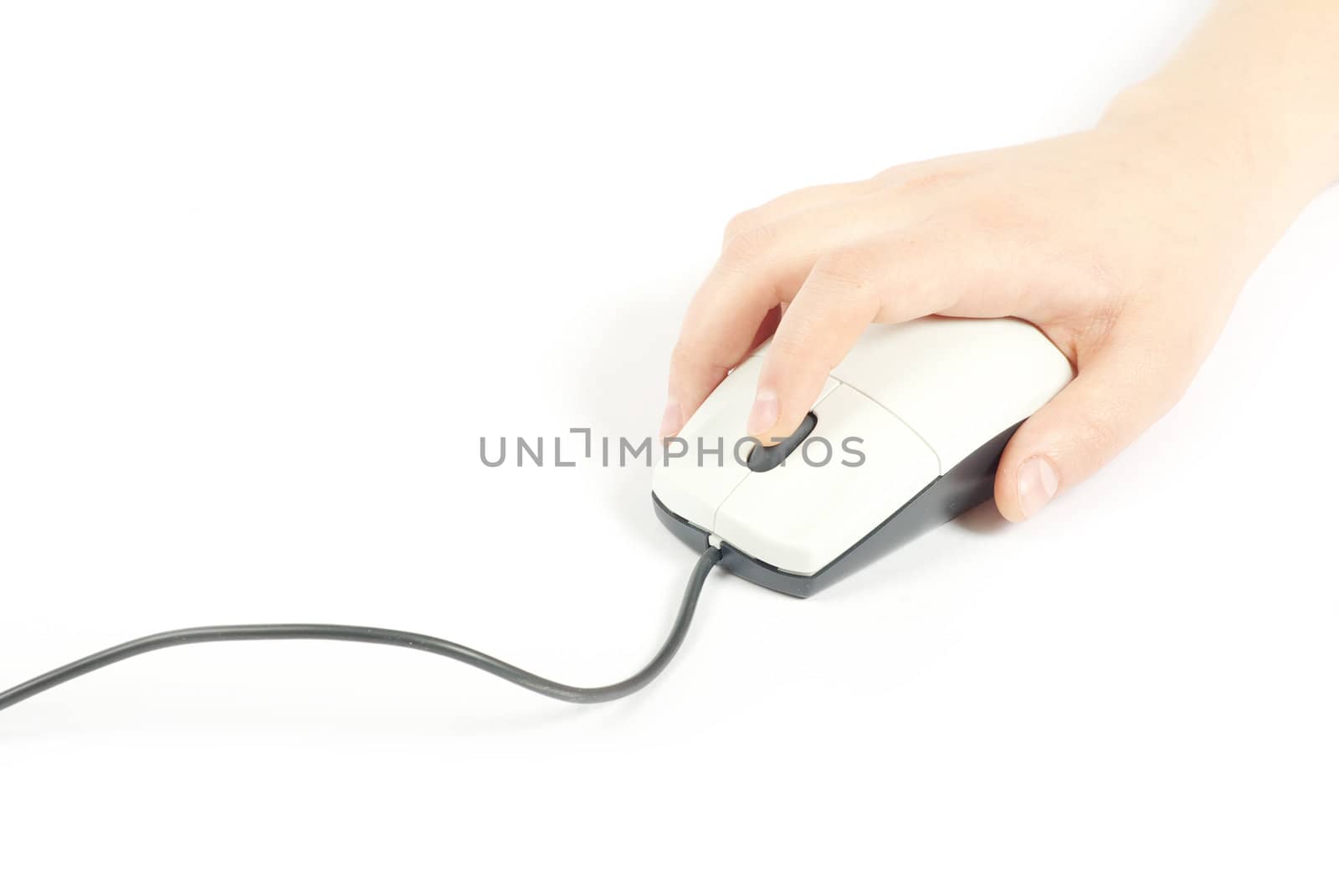  black computer mouse and hand