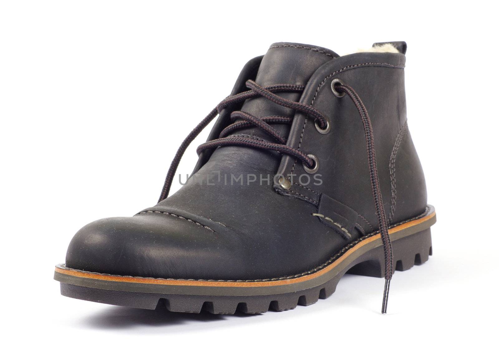 man's black shoes isolated on white background 