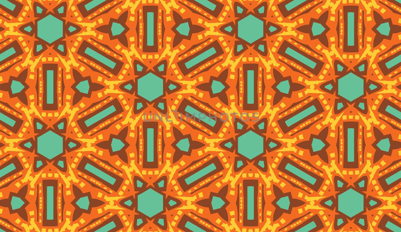 Arabic style seamless kaleidoscope wallpaper pattern in warm tones