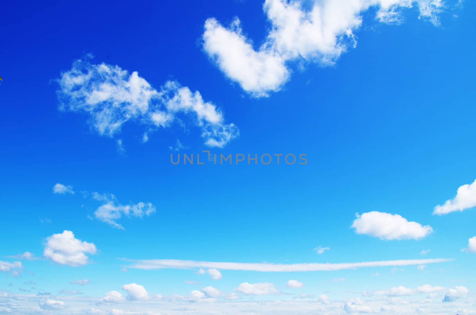 blue sky with clouds and sun