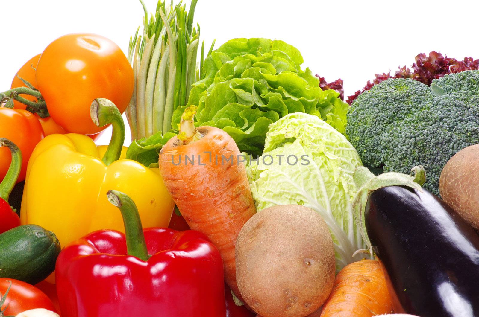  vegetables on the white background
