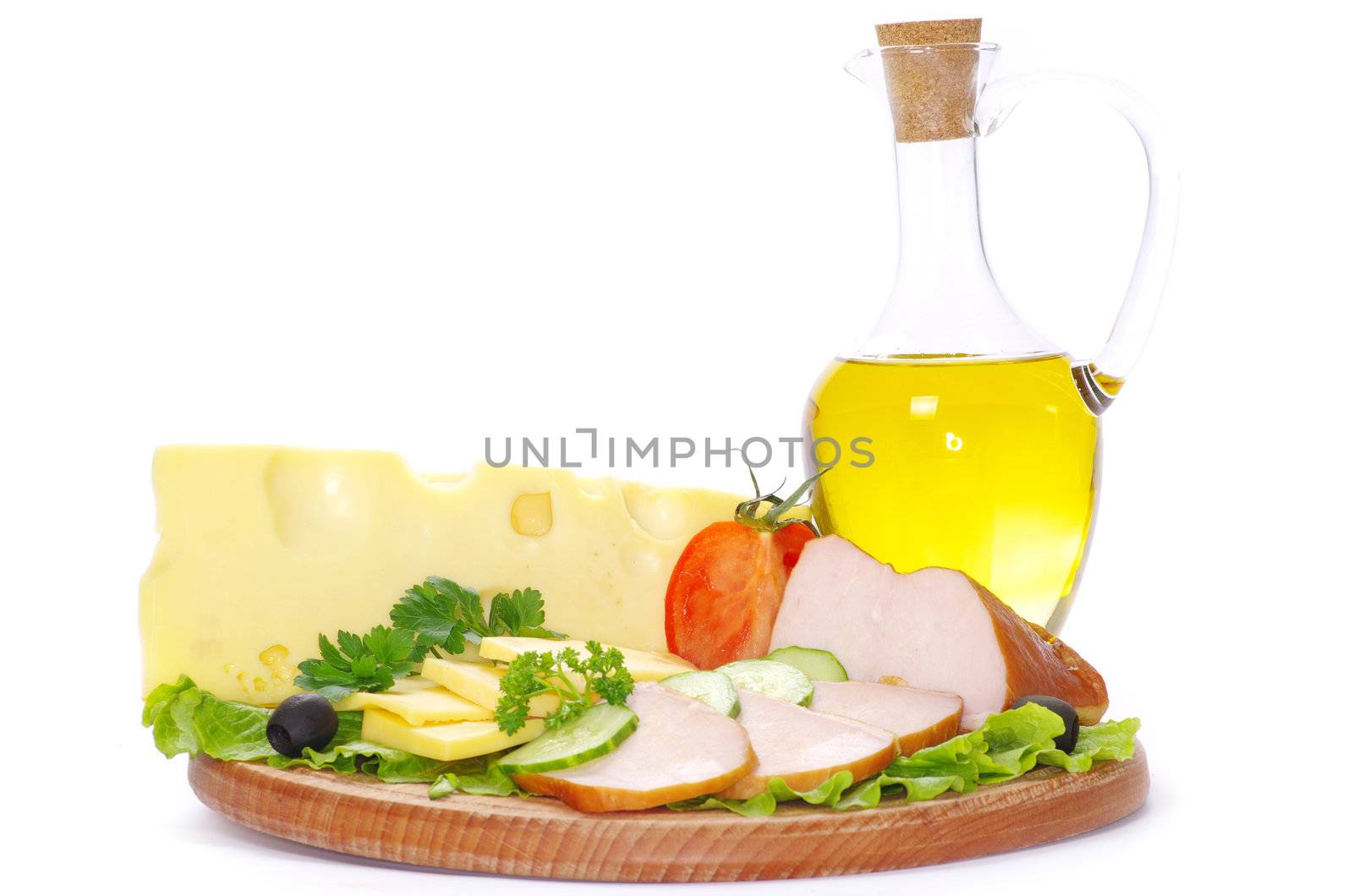 bacon and vegetable isolated on white background