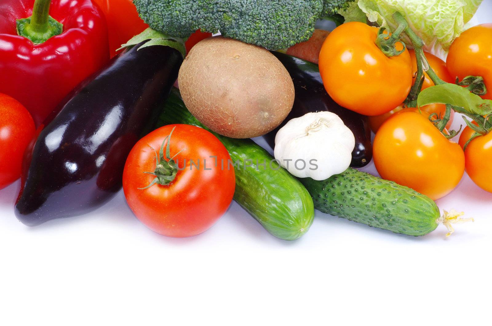  vegetables on the white background