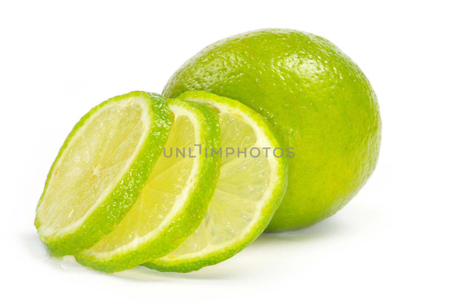 lime slices isolated on white background