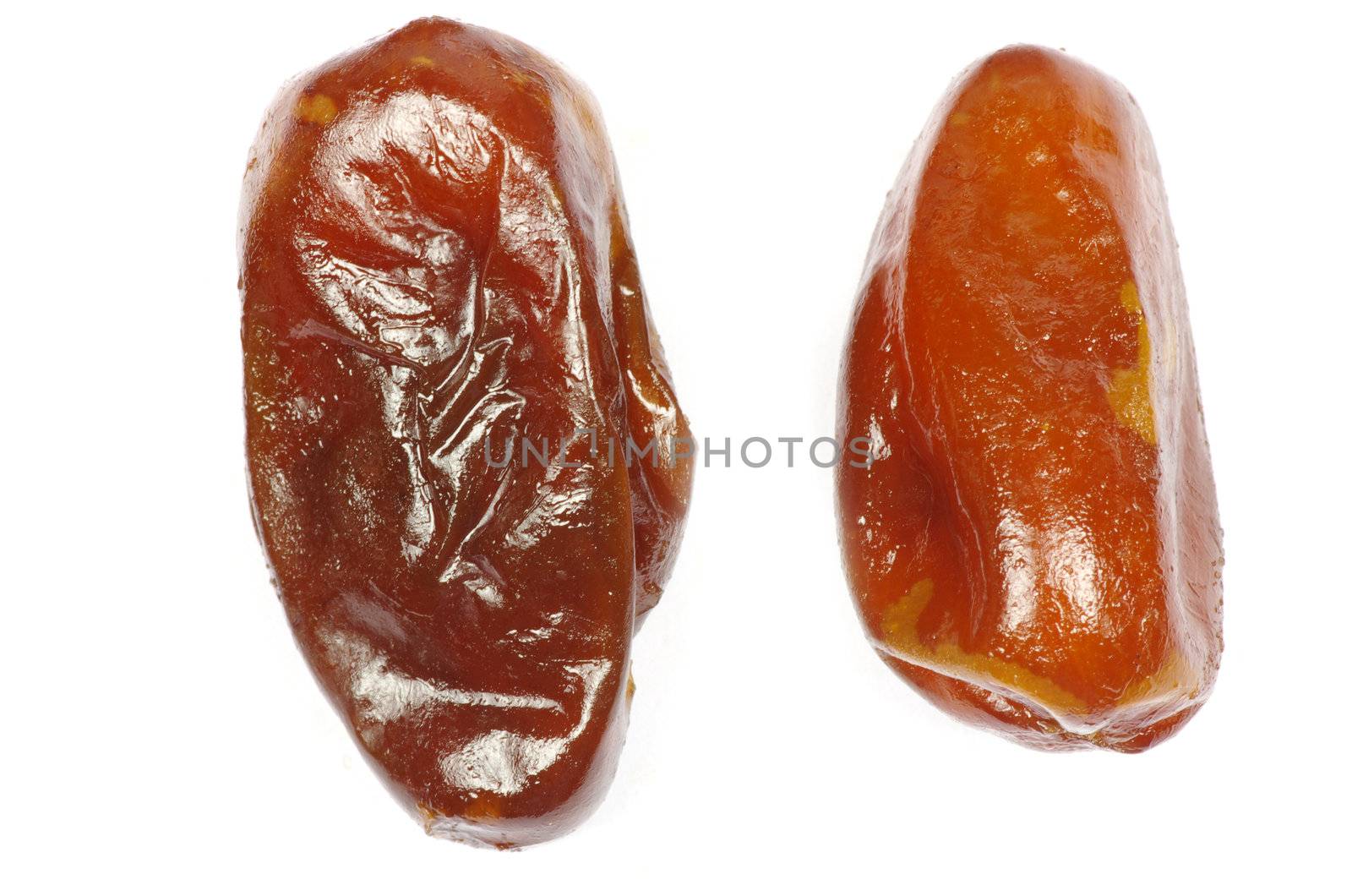 dryed dates on white background