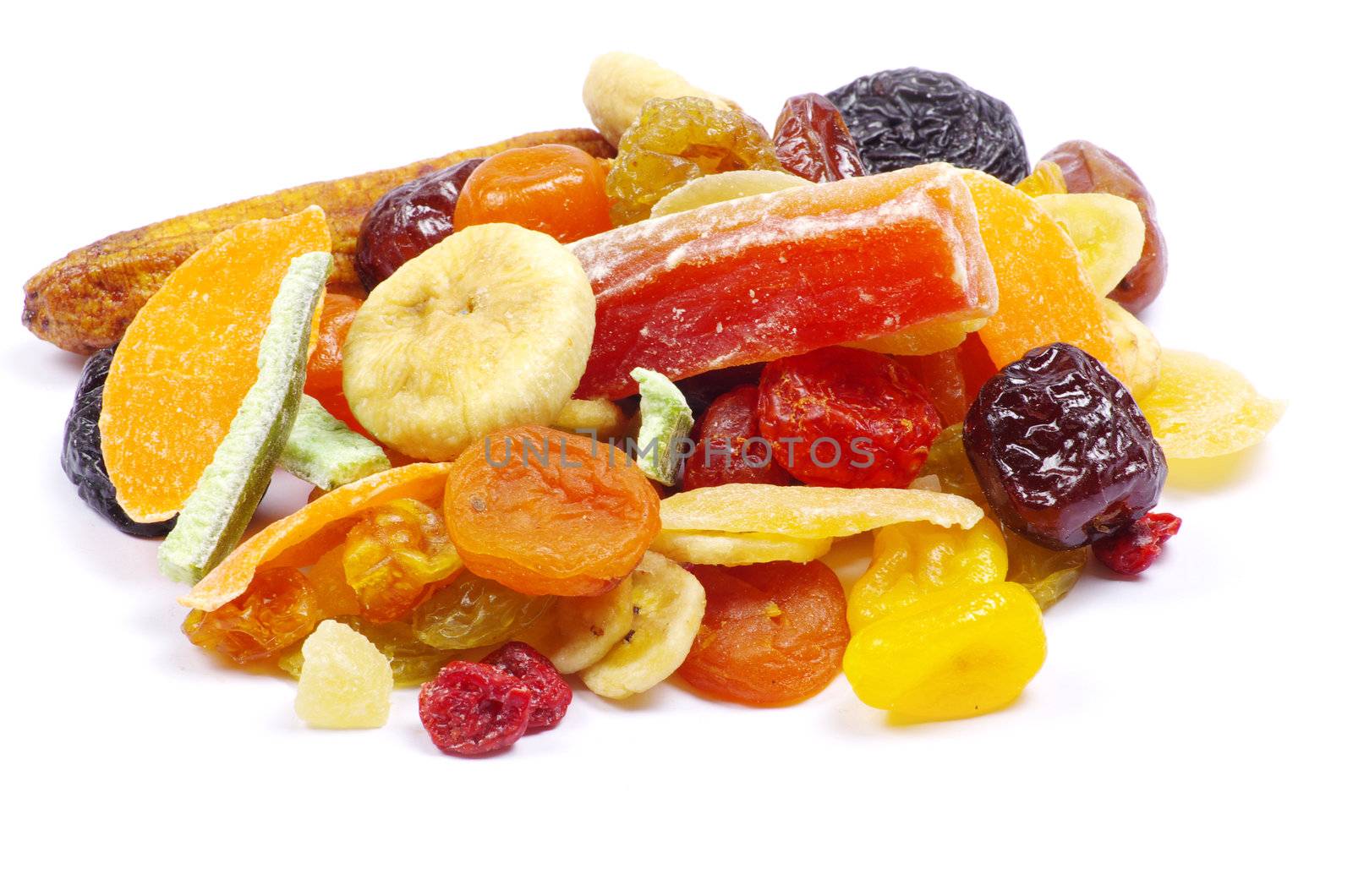 mix dried fruits collection on white