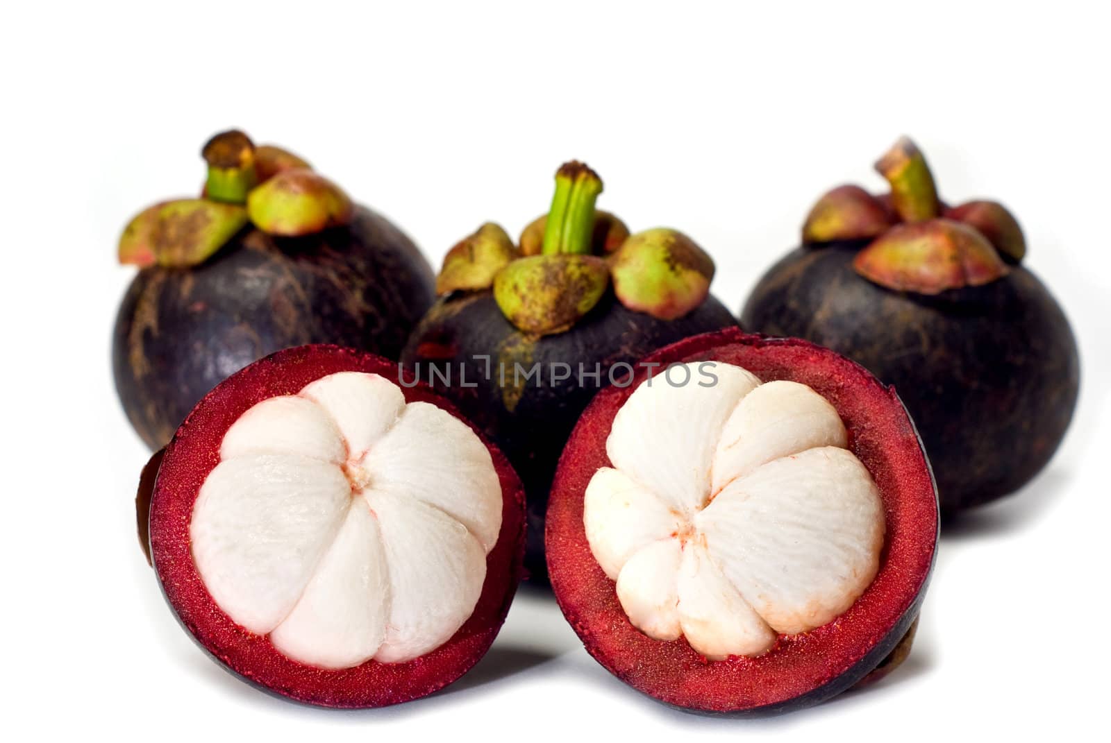 Set of  mangosteen on white background, Isolated