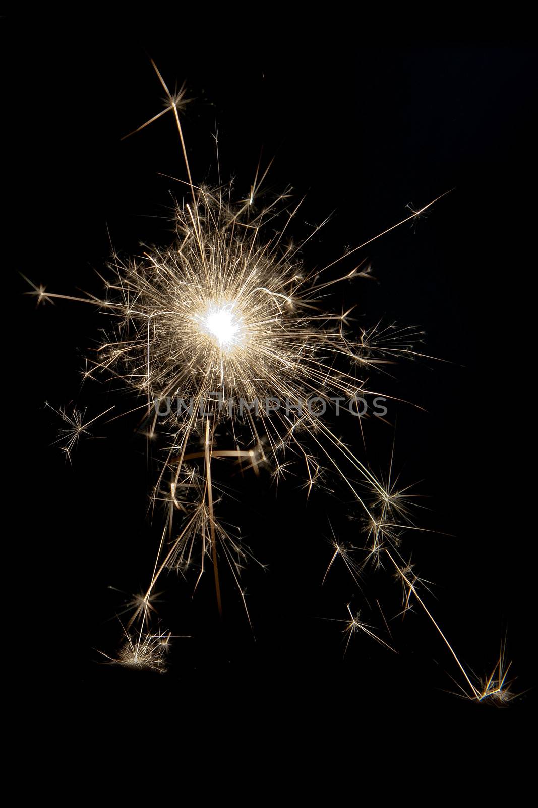 sparkles on black, fireworks for celebration New Year