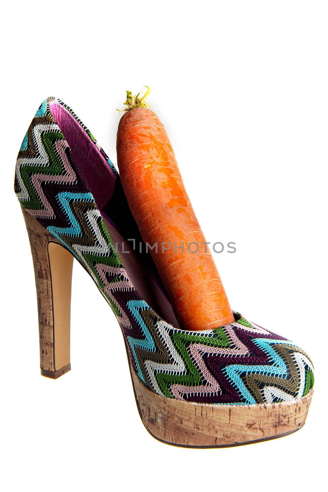 High heel shoe with a carrot, for the dutch holiday called "sinterklaas"