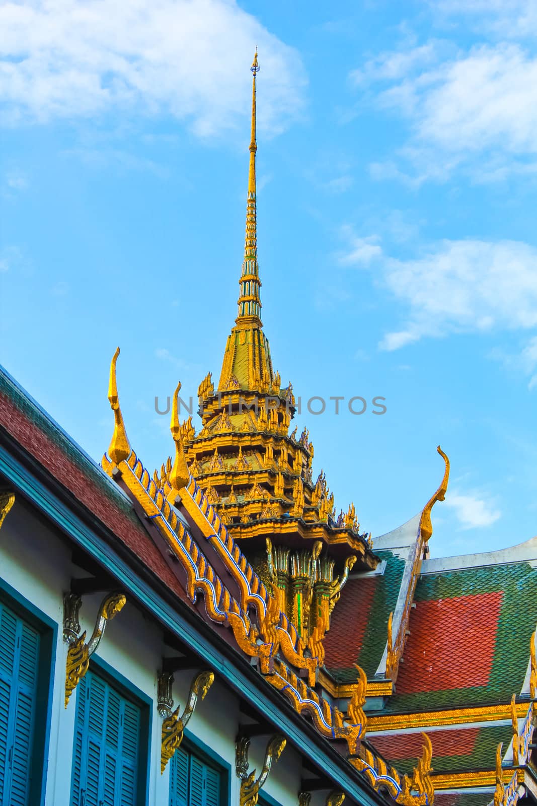 Roof of Emerald Buddha Temple door in Thailand.