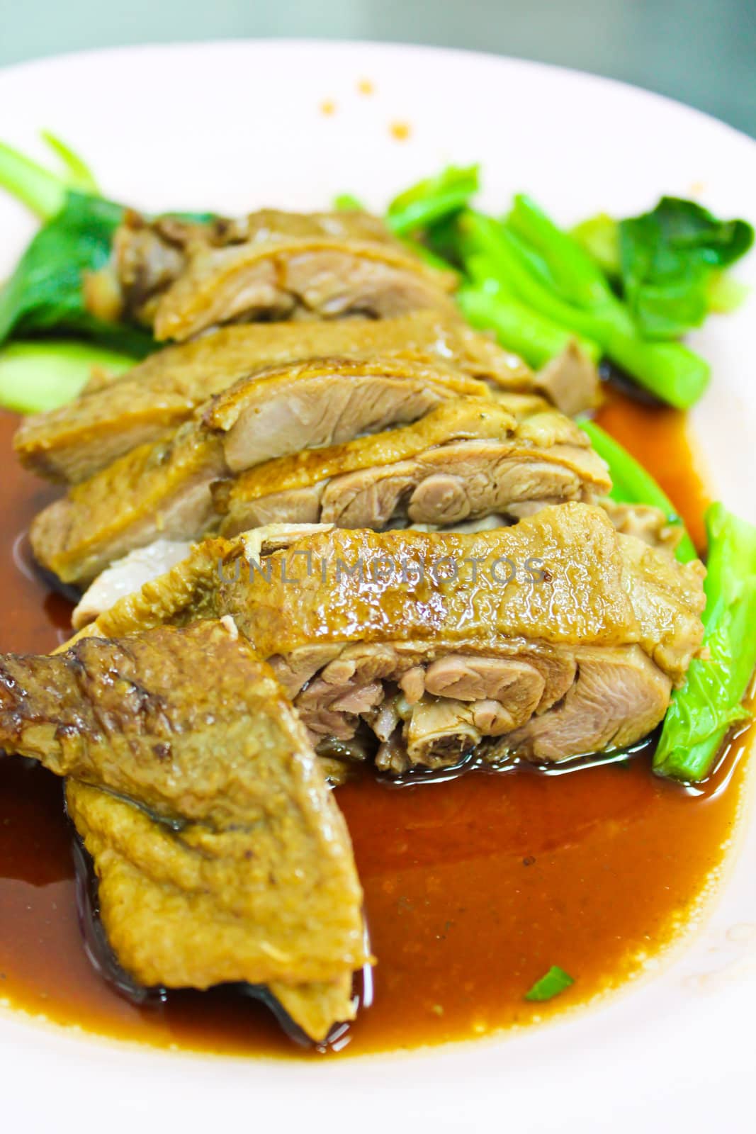Stewed duck in the restaurant where is in China town,Thailand.