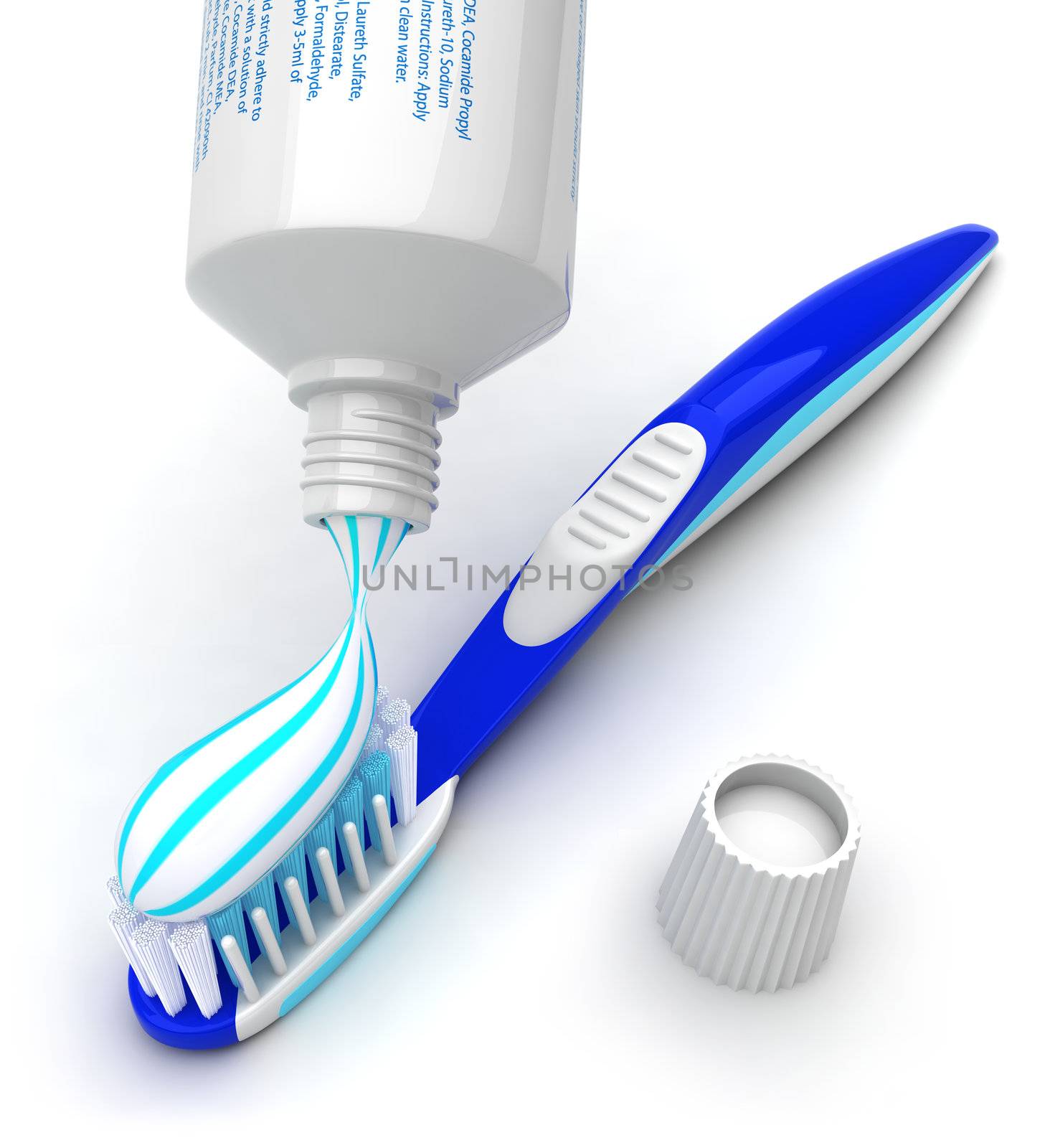 Squeezing toothpaste onto toothbrush