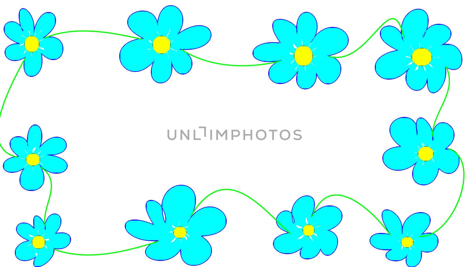 a lot of fowers on white background