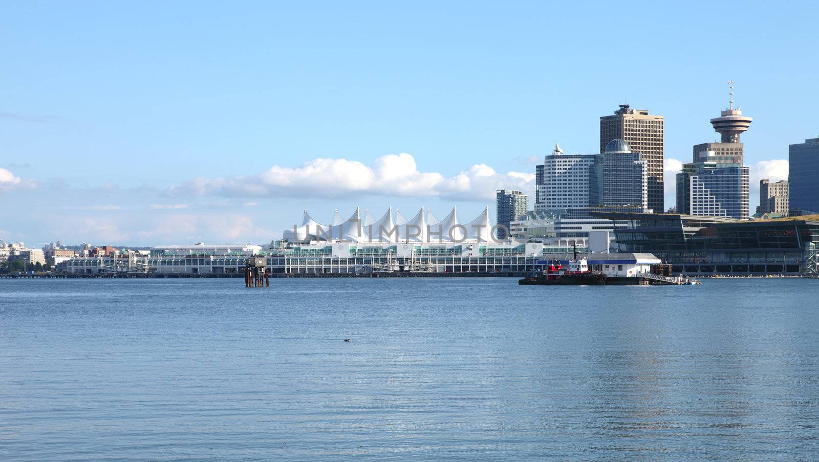 Canada Place in Vancouver BC Canada a port of entry & departure for cruise ships.